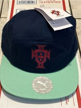 New Puma Portugal 5-Panel Adjustable Soccer Football Cap Blue OSFA 025954-04